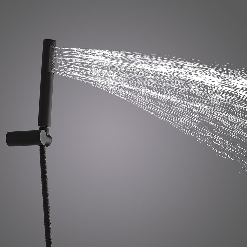 Stylish Thermostatic 12" Black Dual Functions 1Handle Ceiling Mounted