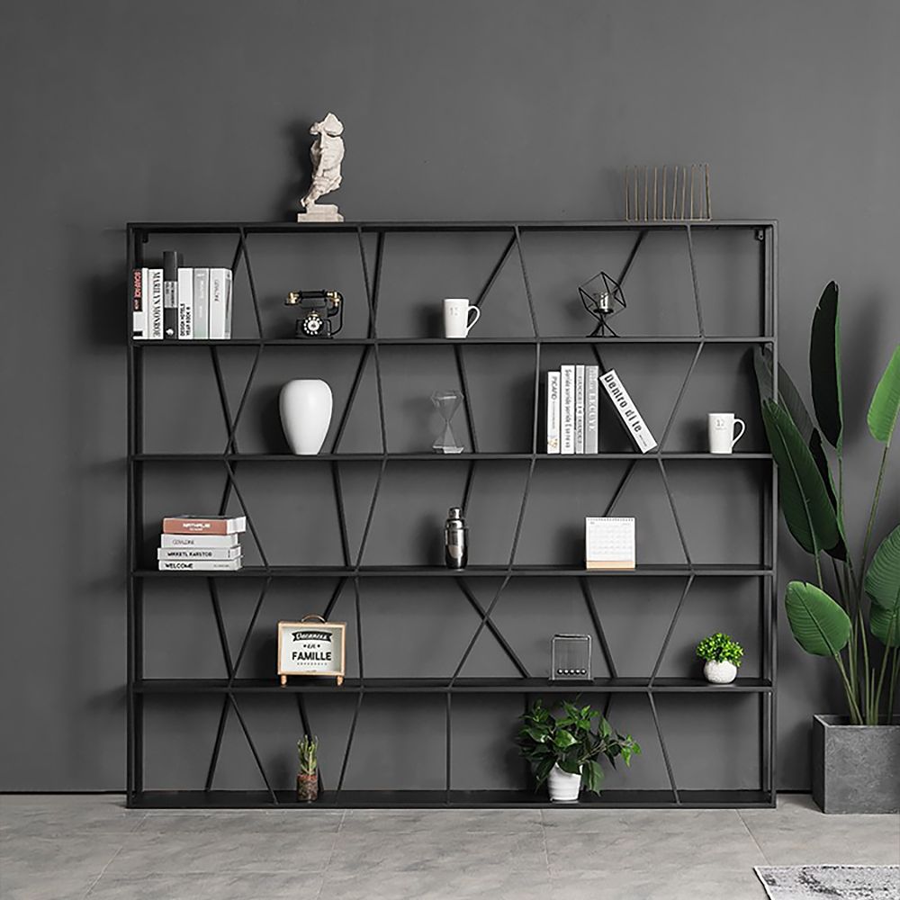 book shelf wood and black metal