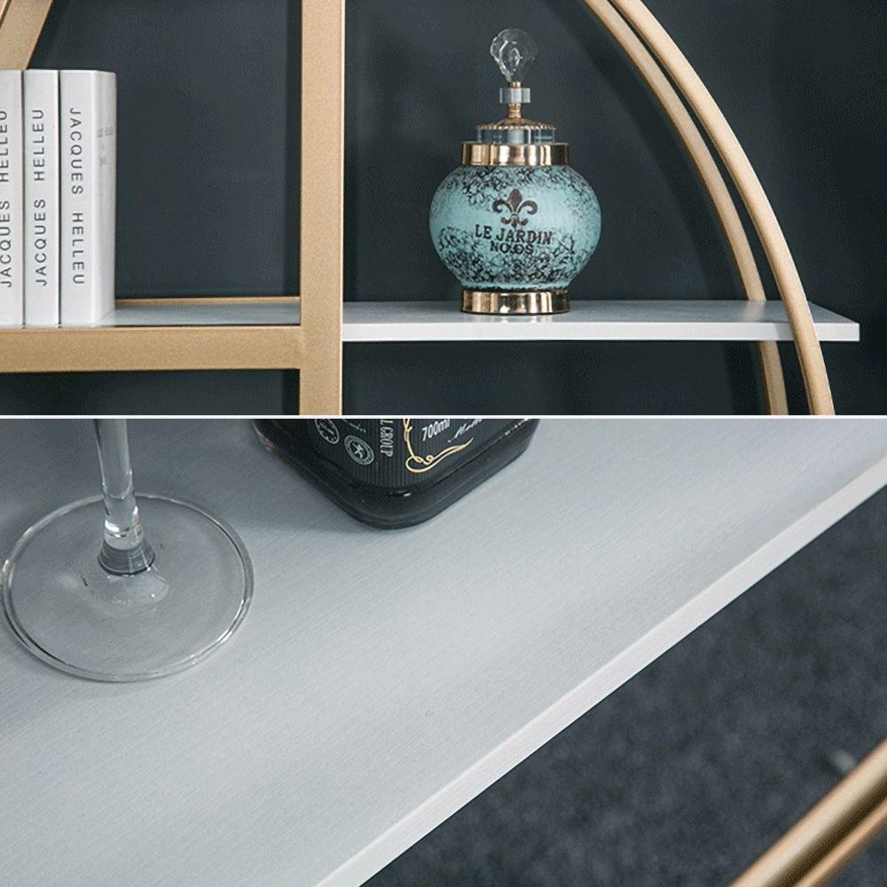 White and Gold Round Bookcase 4Tier Bookshelf Modern Display Shelf