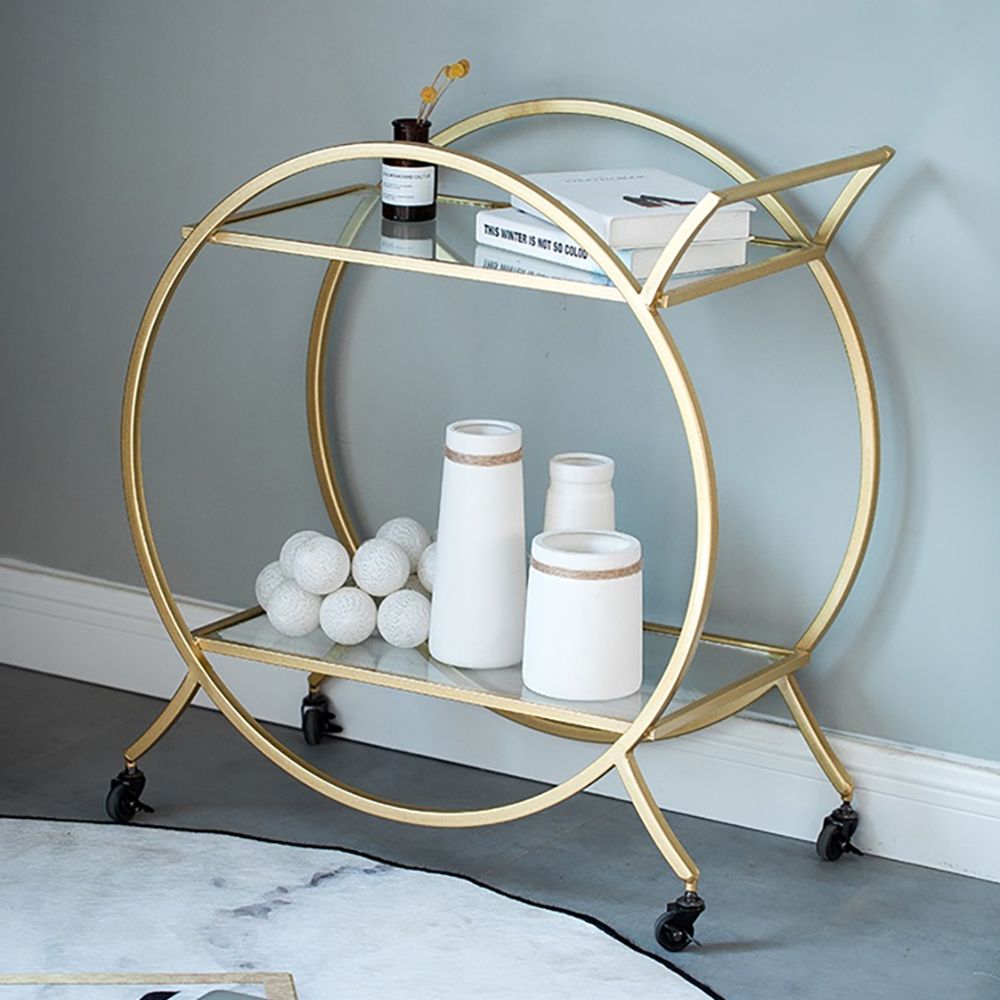 31" Modern 2Tier Utility Cart with Wheel Gold