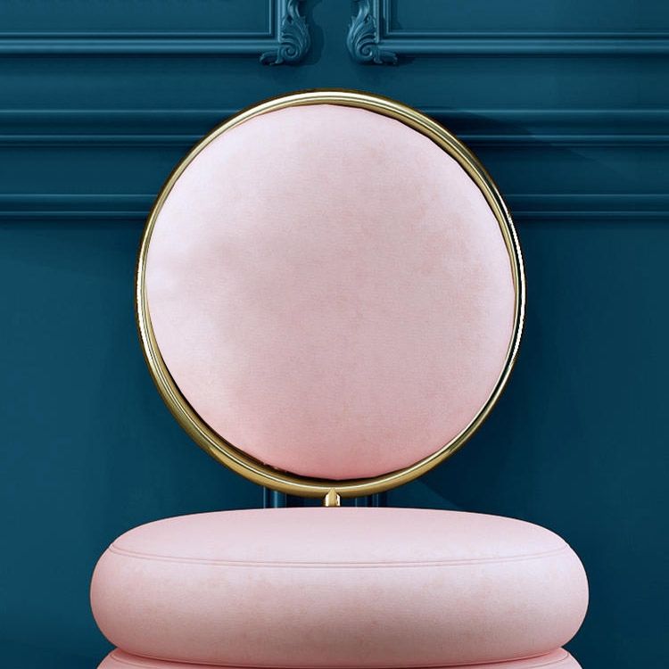 Pink Velvet Vanity Stool With Back Round Tufted Accent Chair Rose Gold