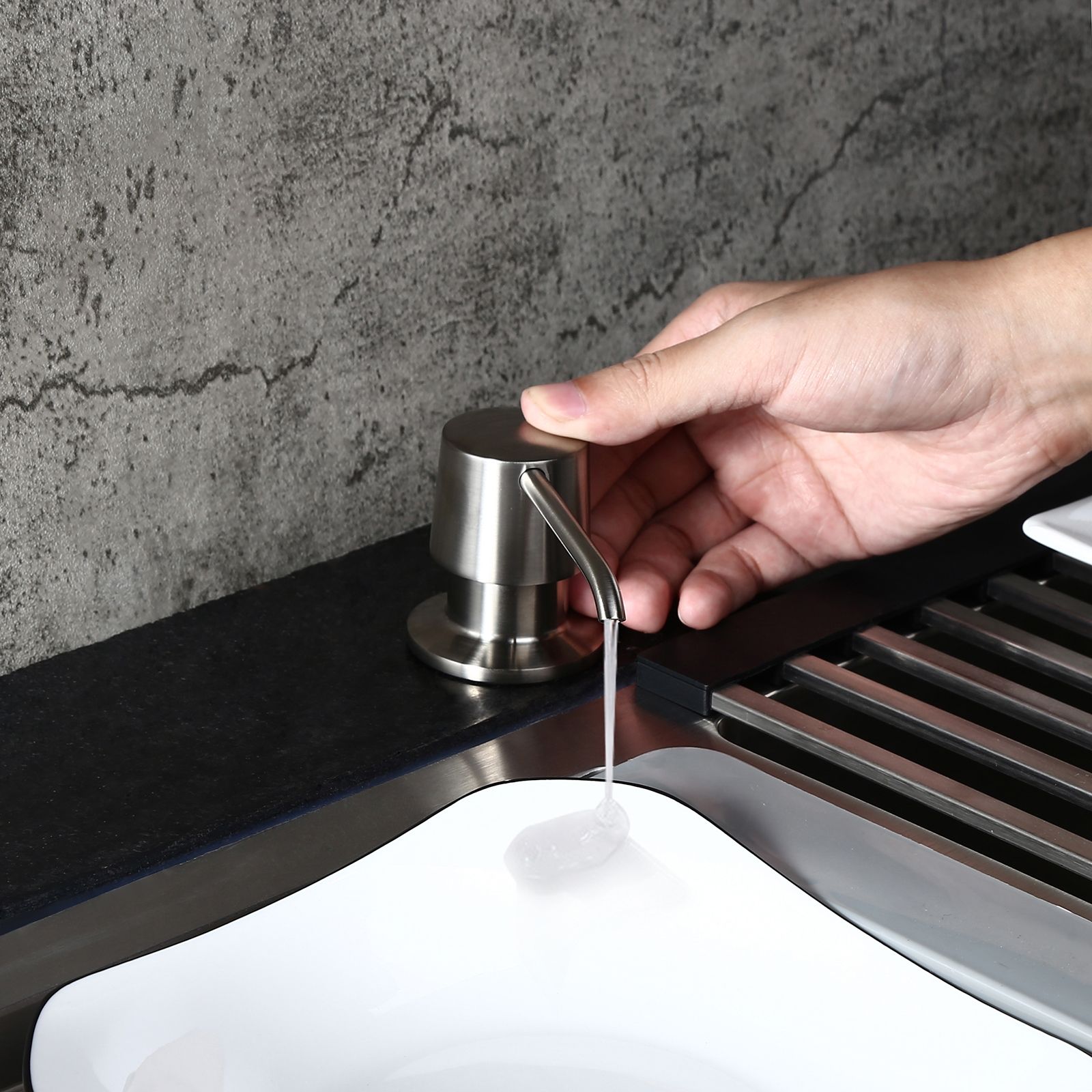 Modern Brushed Nickel Deck Mount Sink Soap Dispenser with Solid Brass