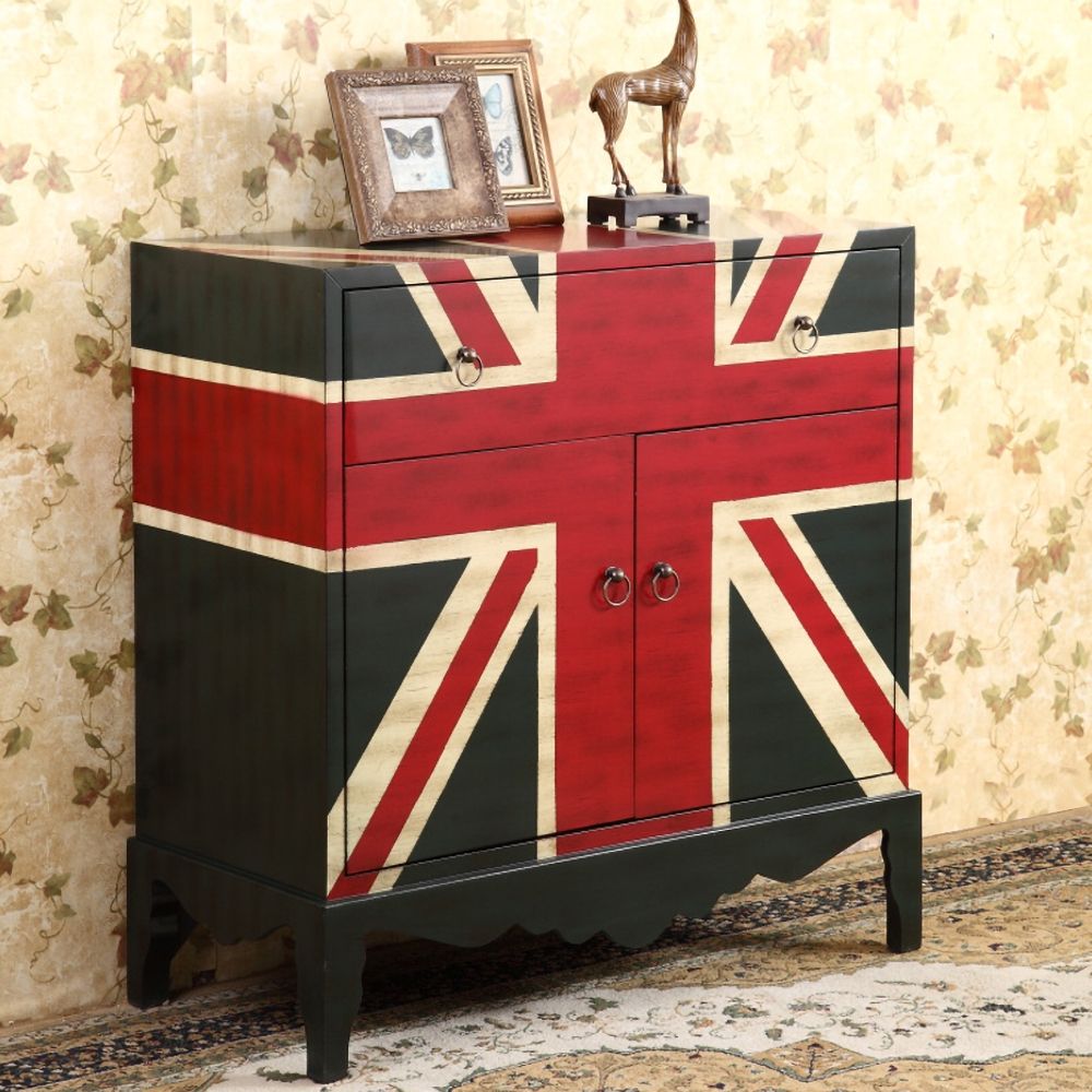 36" Rustic Entryway Distressed Accent Storage with 1