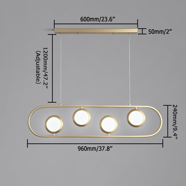 Moderna Lámpara Colgante Dorada de 4 Luces, Luz de Isla LED con