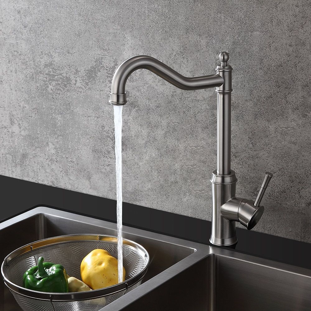 Classic Single Lever Handle Monobloc Stainless Steel Kitchen Tap in