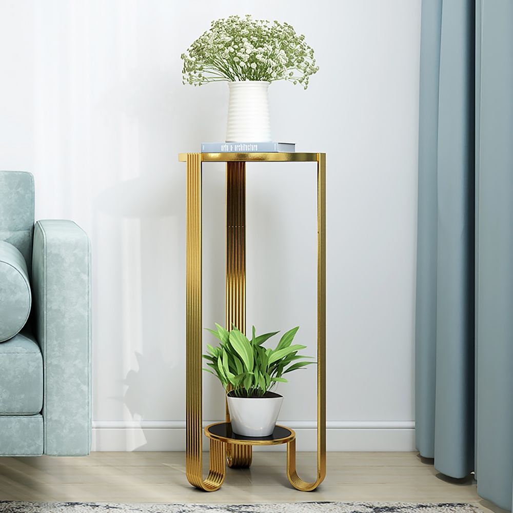 2Tiers Round Plant Stand with Metal in Gold Corner Plant Stand Indoor
