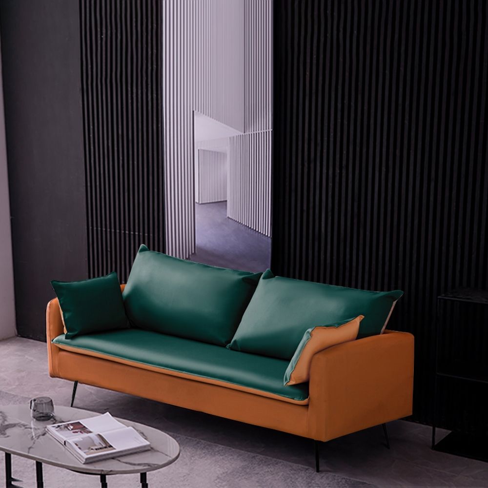 Modernes 66,1 „Leath-Aire Polstersofa mit schwarzen Metallbeinen