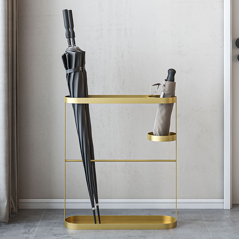 Gold Modern Metal Umbrella Stand with Drip-Pan