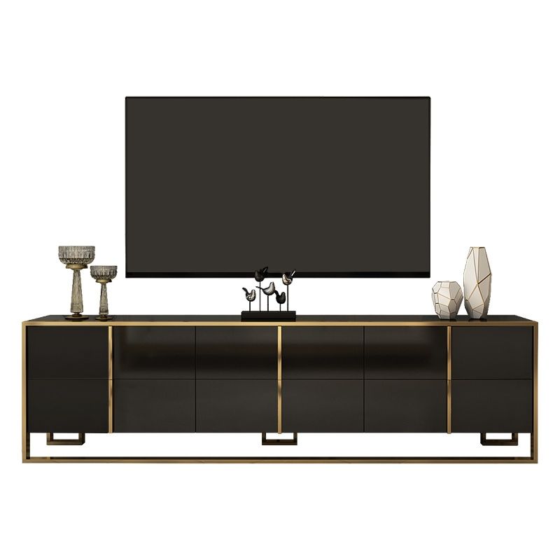 Zack 78" TV-Ständer, moderne goldene Medienkonsole mit 6 Schubladen und