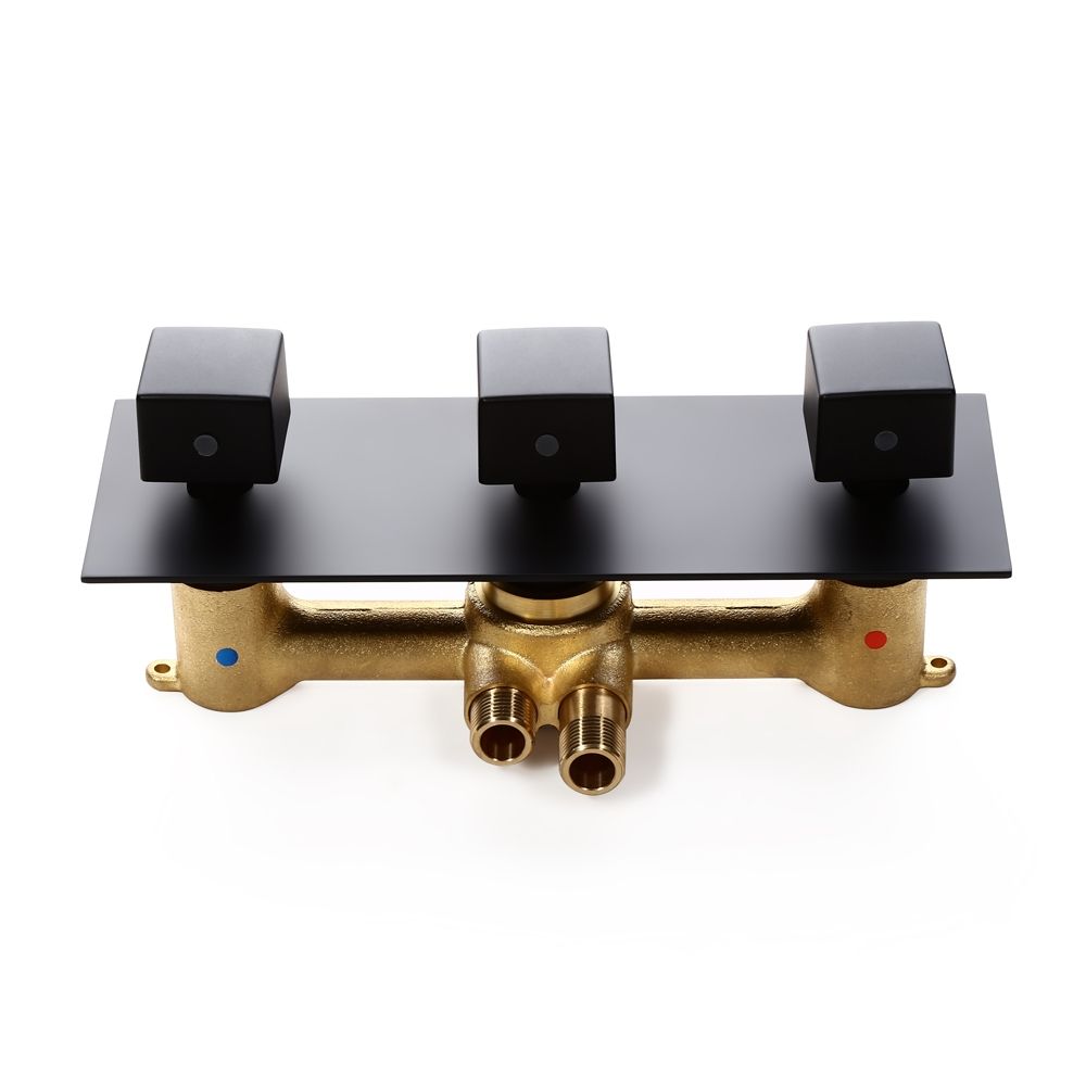 Concealed Matte Black Solid Brass Standard 3Function Shower Valve and