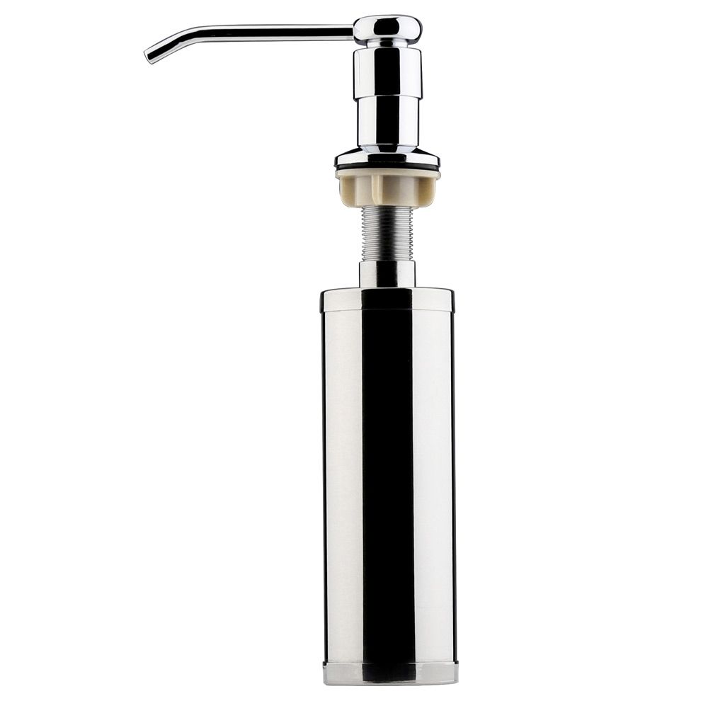 Modern Polished Chrome Deck Mount Solid Brass Sink Soap Dispenser With Stainless Steel Bottle 