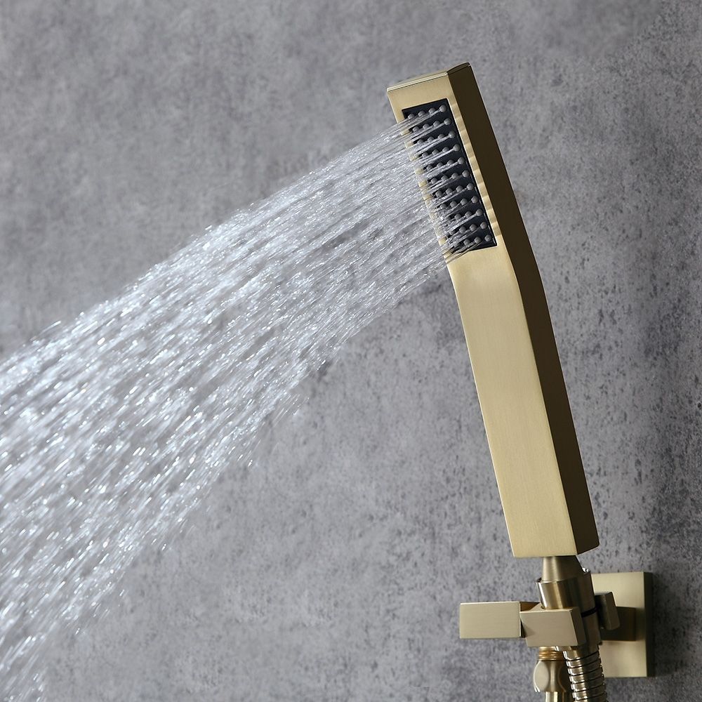 Brushed Gold Thermostatic Shower Faucet 20" Ceiling Mount Rain Shower