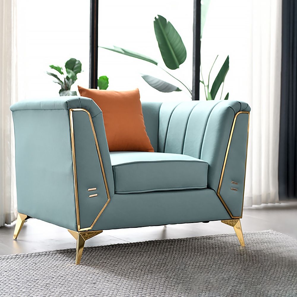 Modern Accent Chair Luxury Upholstered Leath-aire Accent Chair in Gold ...