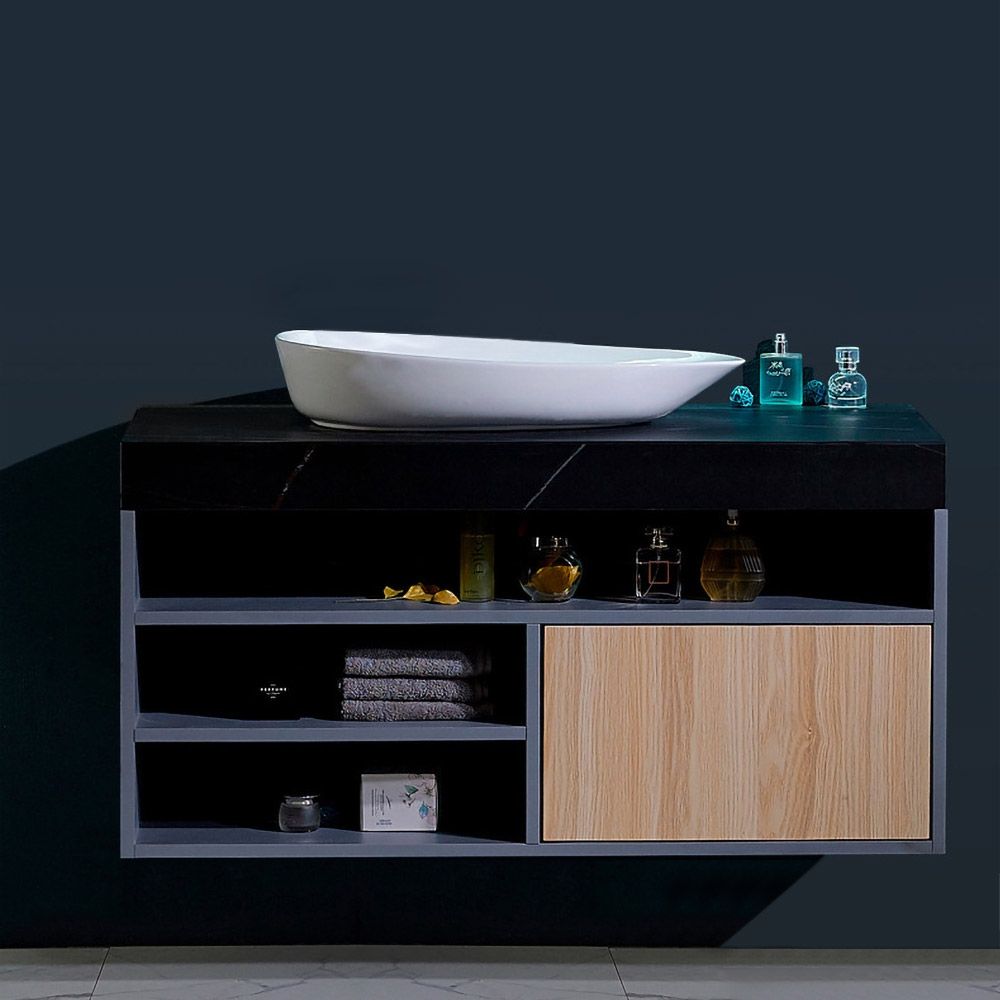 800mm Modern Blue Bathroom Vanity Drawer Floating Bathroom Vanity Ceramic Single Basin 
