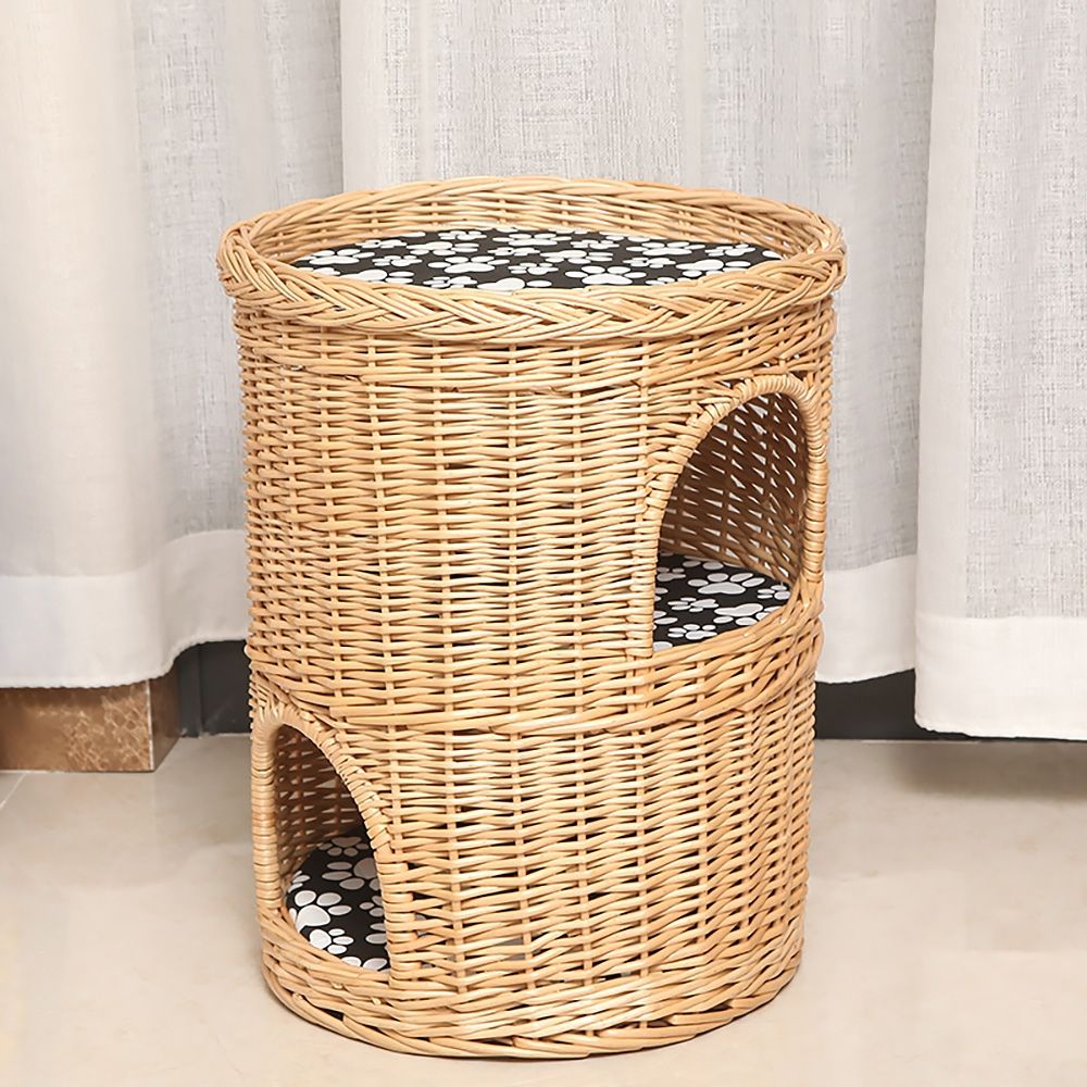 wicker cat bed with scratch post