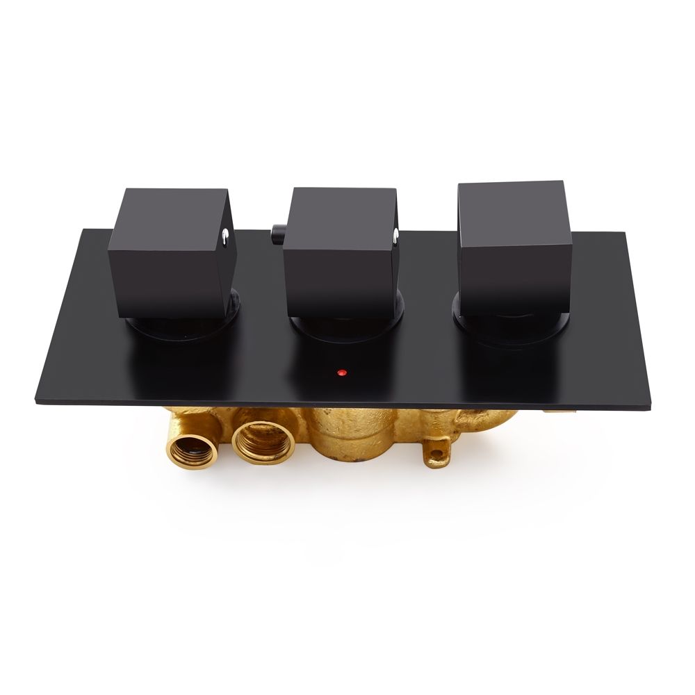 Thermostatic Solid Brass 3Function Matte Black Shower Valve & Trims