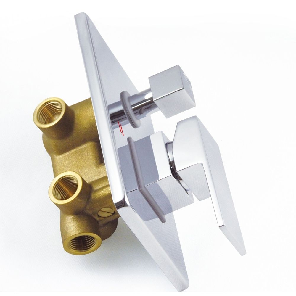 Modern Square 3 Outlets Shower Valve with Cover Plate in Polished