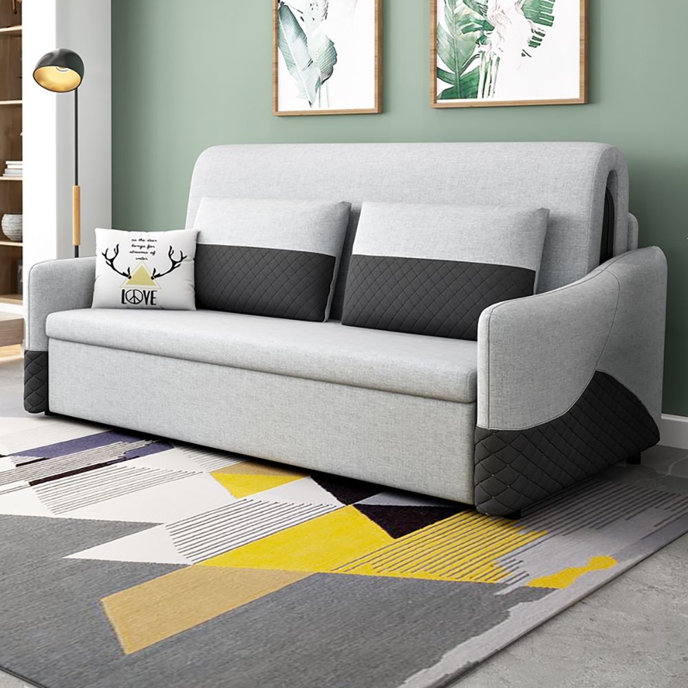 Modern Full Sleeper Sofa Linen Upholstered Convertible
