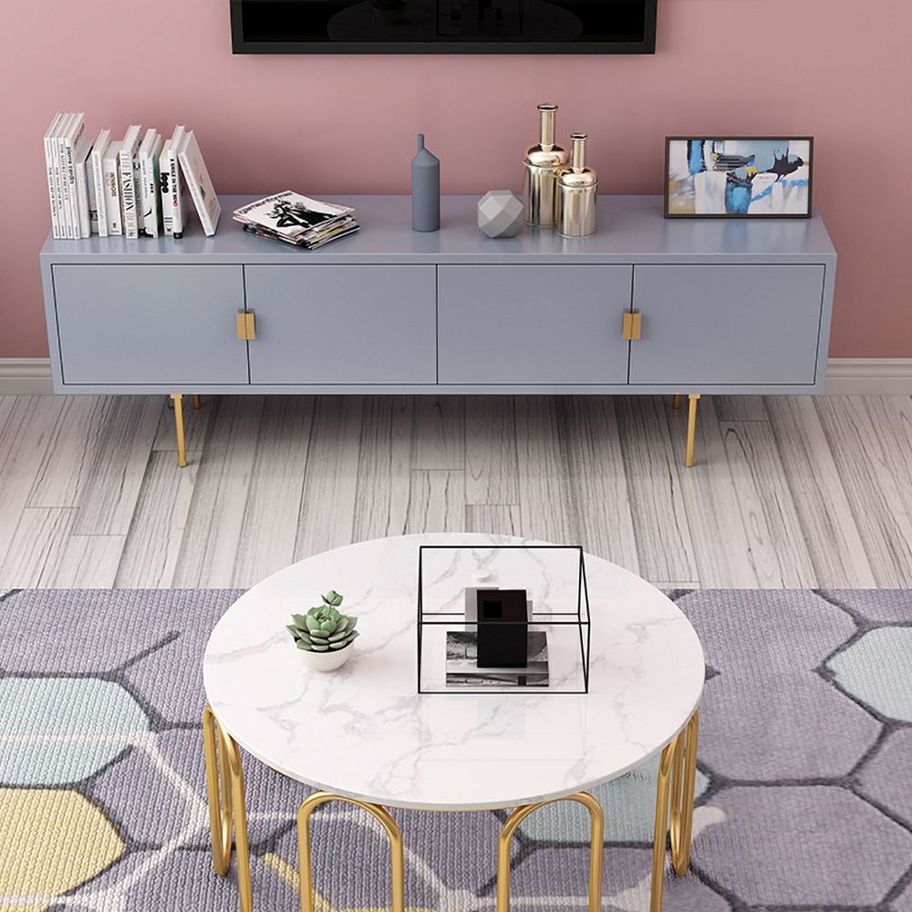 Gold and Gray Modern TV Stand for TV's Up to 60" Storage Door