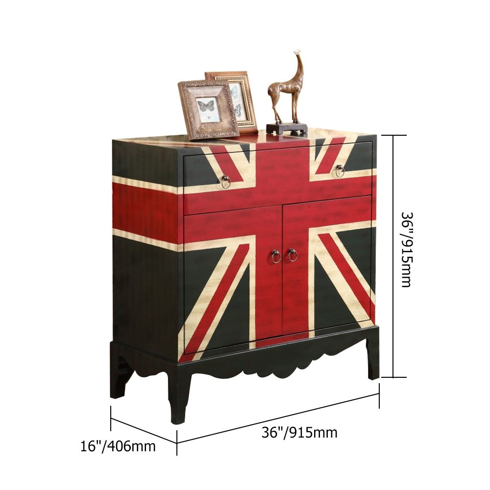 36" Rustic Entryway Distressed Accent Storage with 1