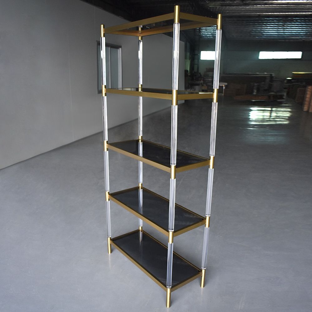 Gold & Clear Acrylic Bookshelf 4Tier Modern Bookcase