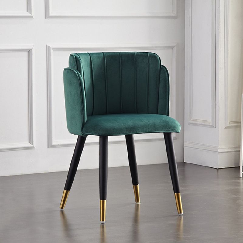 Upholstered Dining Chair Green Velvet Dining Chair with Arm Wood Dining