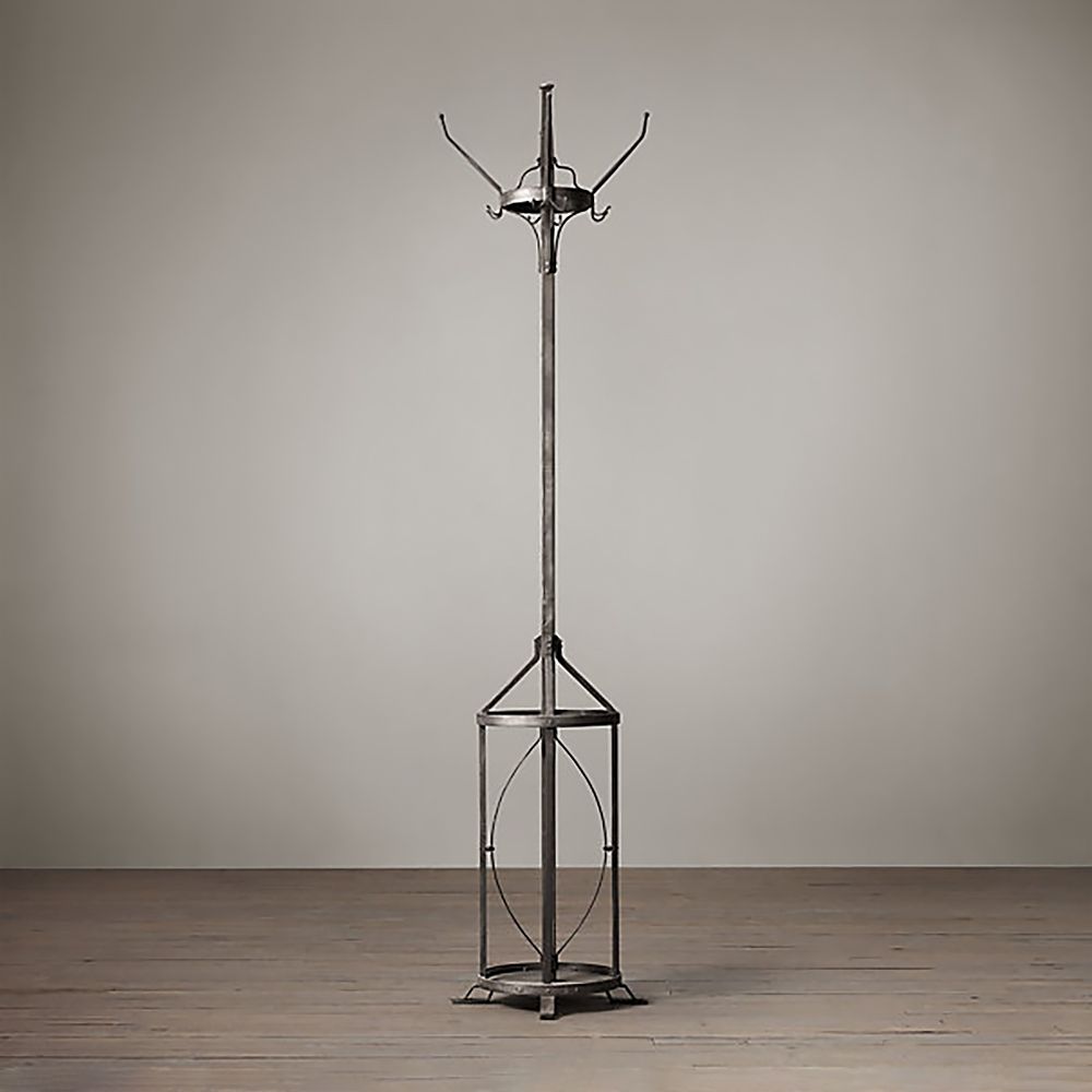 66.9'' Industrial Metal Coat Rack Freestanding with Umbrella Stand