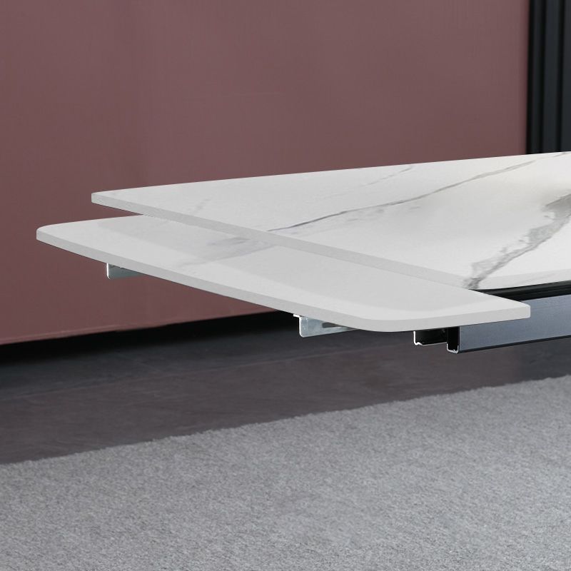 Weißer ausziehbarer Esstisch rechteckiger Stein-Esszimmertisch