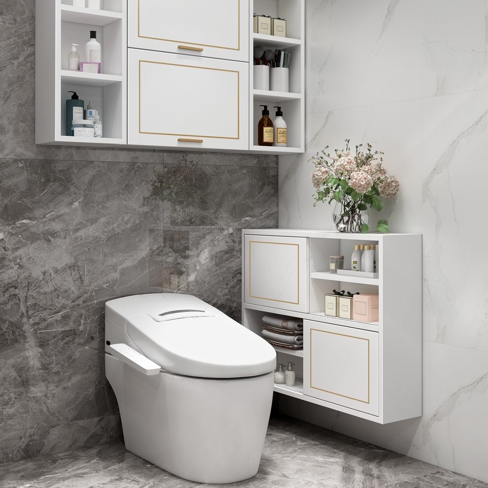 White Wall Mounted Cabinet Bathroom Storage Over Toilet 32
