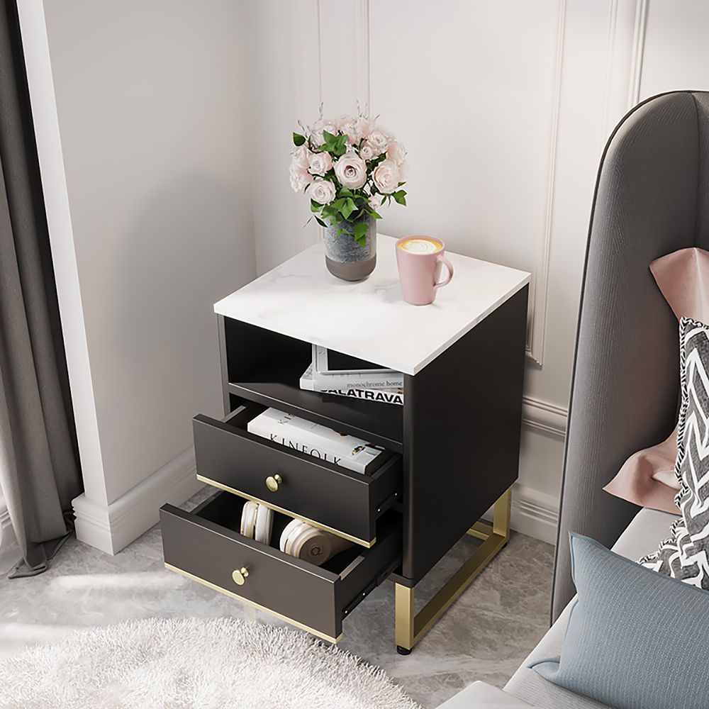 Black & Gold Nachttisch Moderner Stilvoller Beistelltisch für