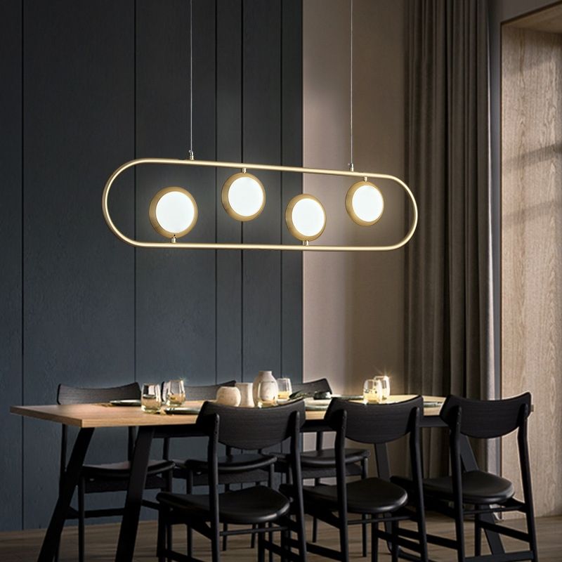 Moderna Lámpara Colgante Dorada de 4 Luces, Luz de Isla LED con