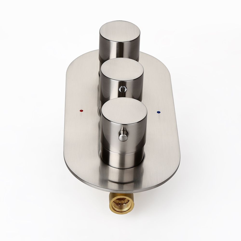 Thermostatic Shower Valve 3 Outlets Solid Brass with Cylindrical Knobs