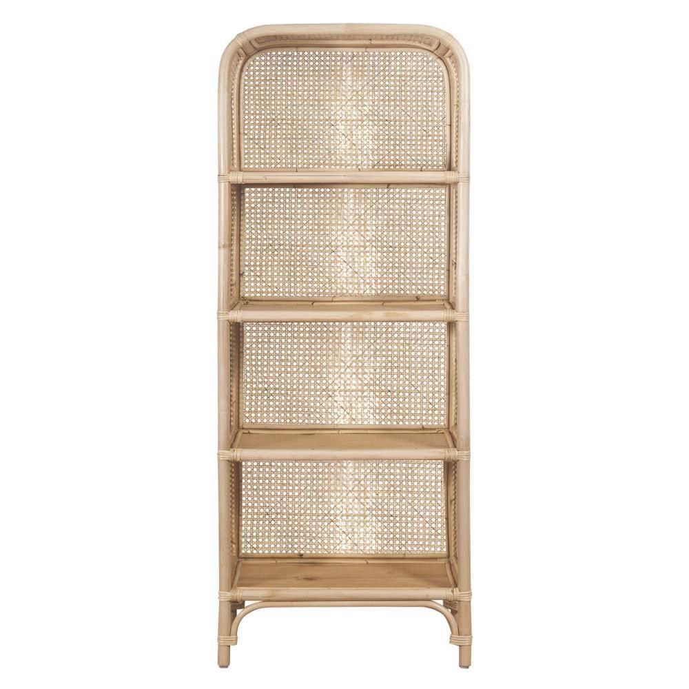 59" Natural Rattan Woven Bookcase with 3 Shelves