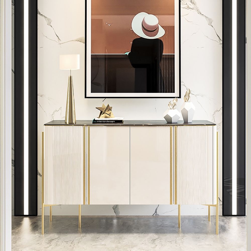 59" Champagne Luxury 4Door Sideboard Buffet with Stone Top Modern