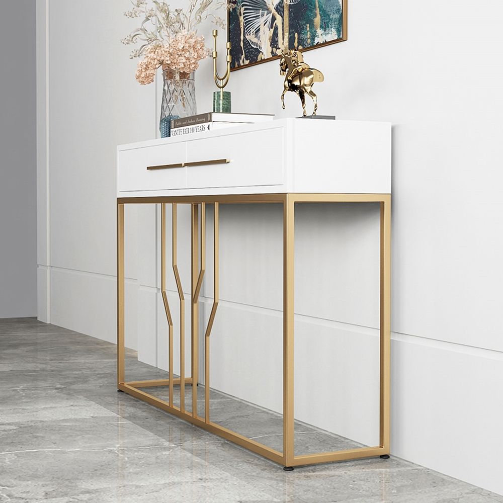 White Console Table Decor with Drawers Entryway Table