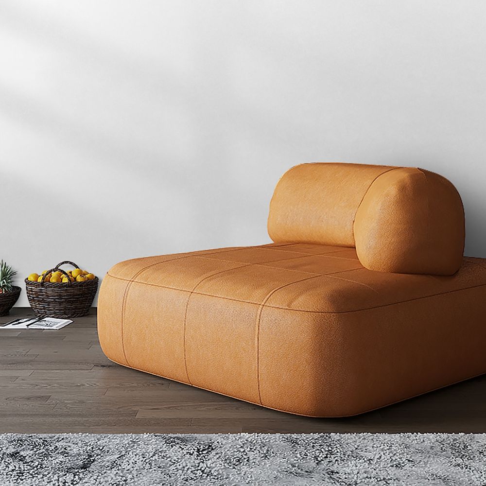 900mm Brown Modular Armless Lounge Chair Movable Backrest LeathAire Fabric