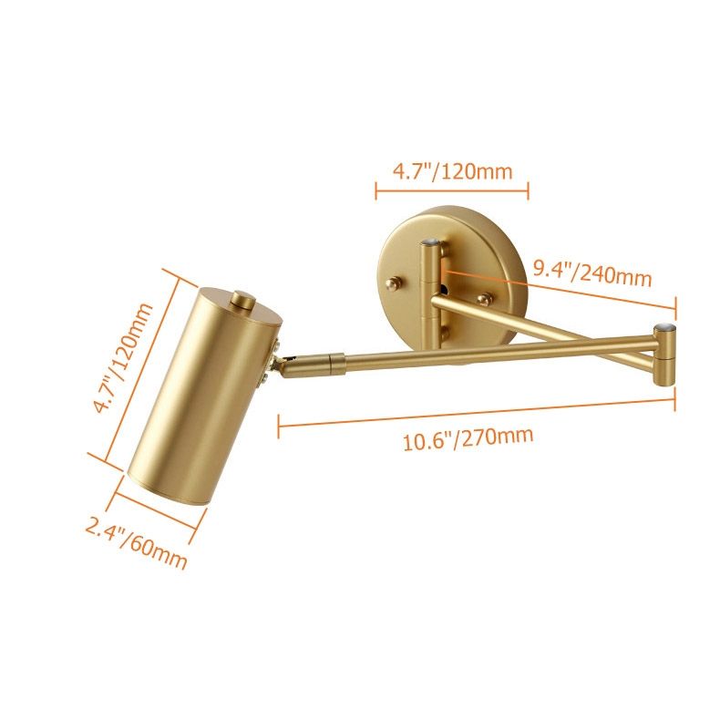 Gold Modern Swing Arm Indoor Wall Sconce 1 Light