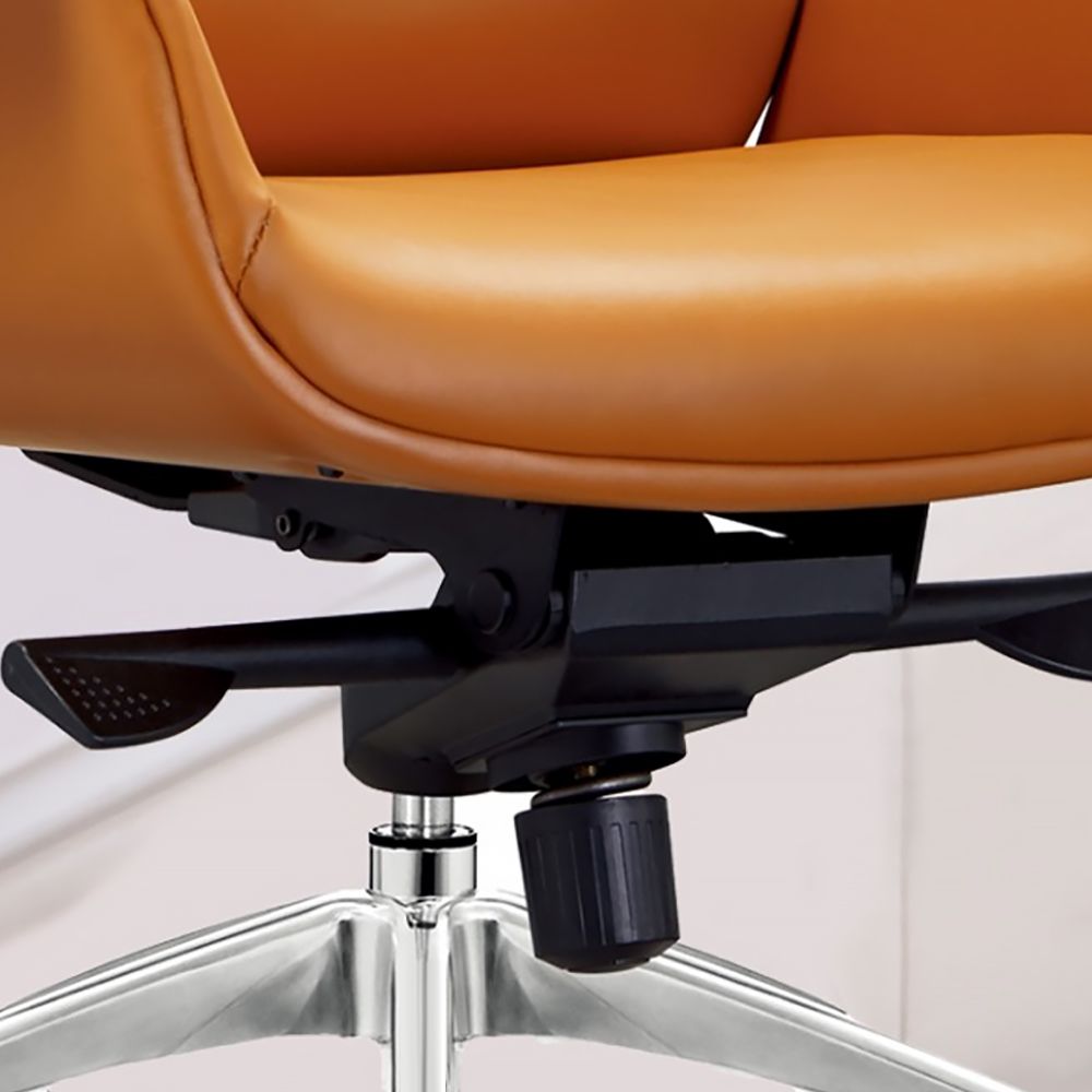 Orange Office Chair for Desk Upholstered PU Leather Swivel Task Chair