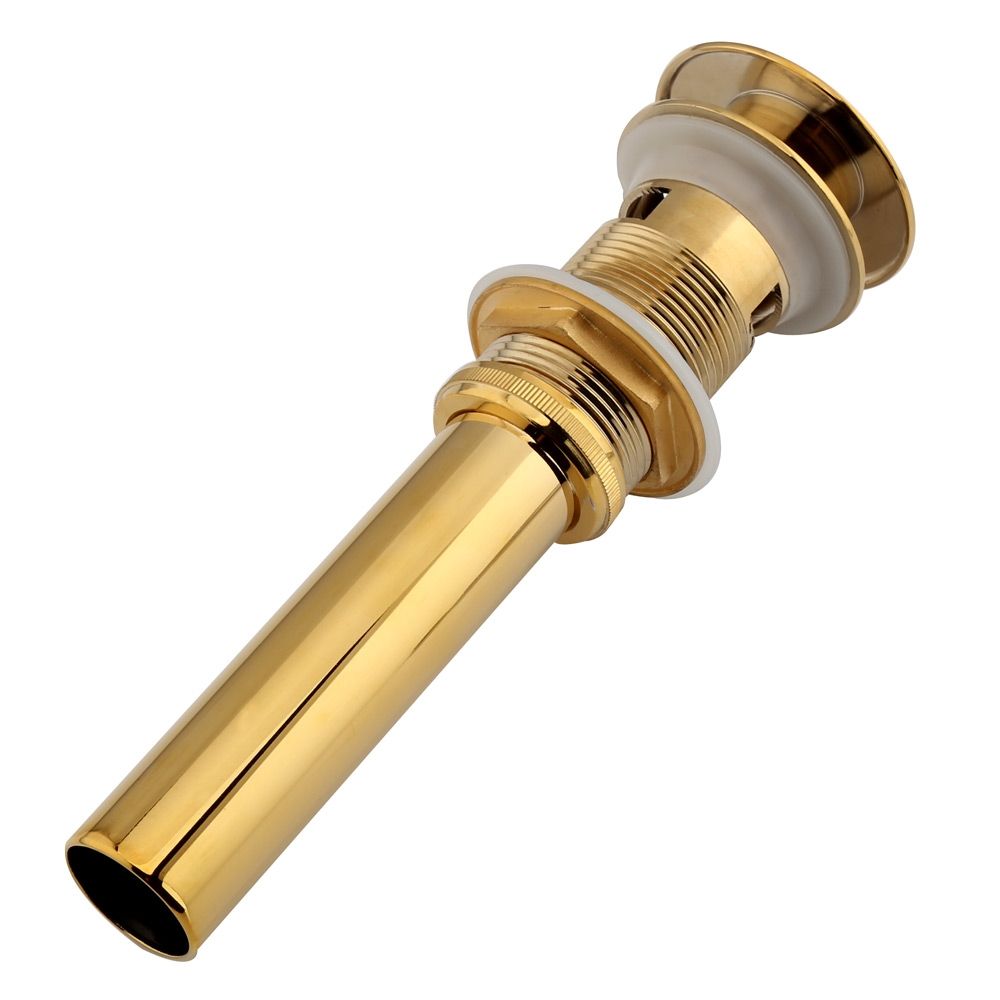 Modern TiPVD Gold Bathroom Sinks Pop Up Drain with Overflow Solid Brass
