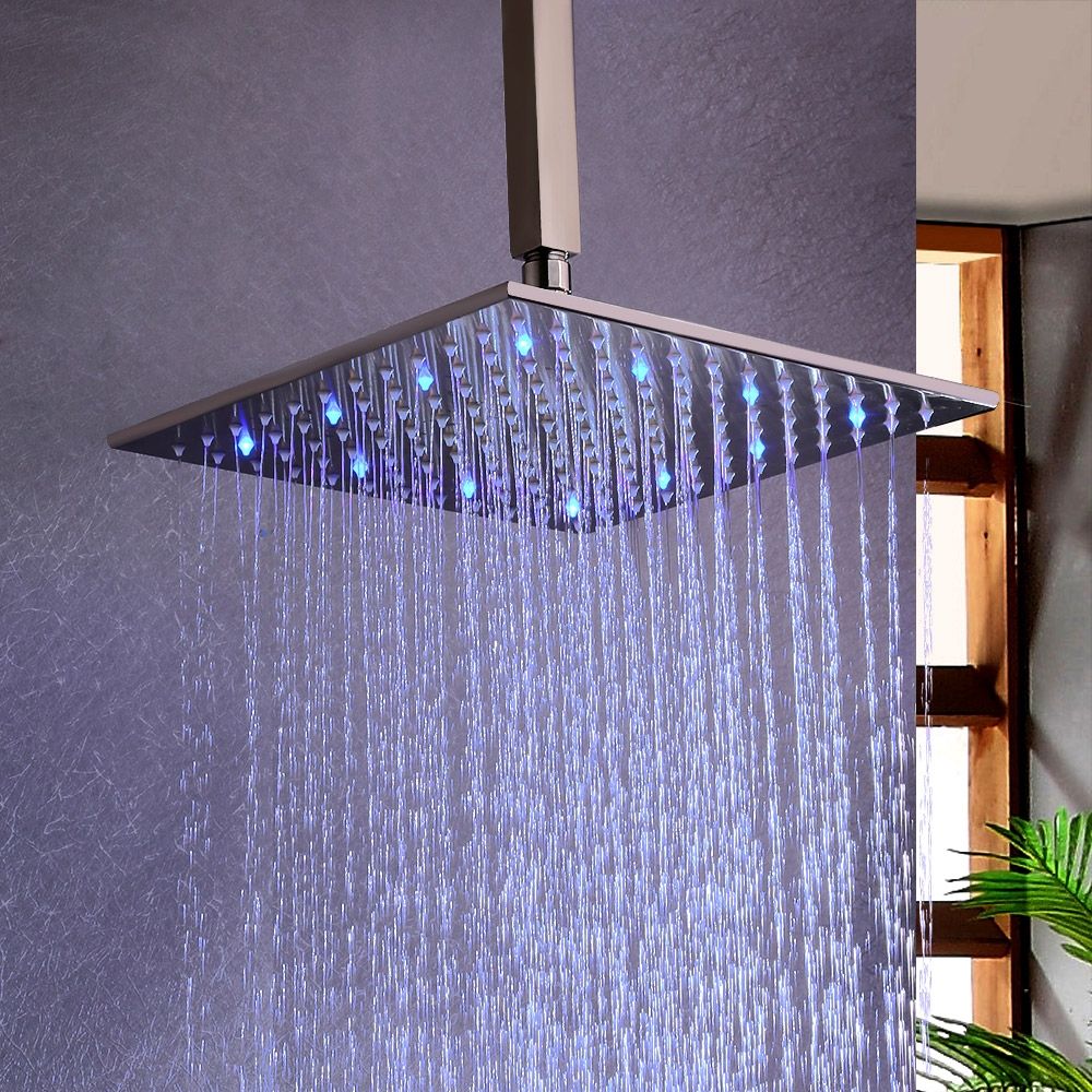 Dree Modern Brushed Nickel Led Bathroom Ceiling Mount 8 Inches Rain Shower Head And Handheld