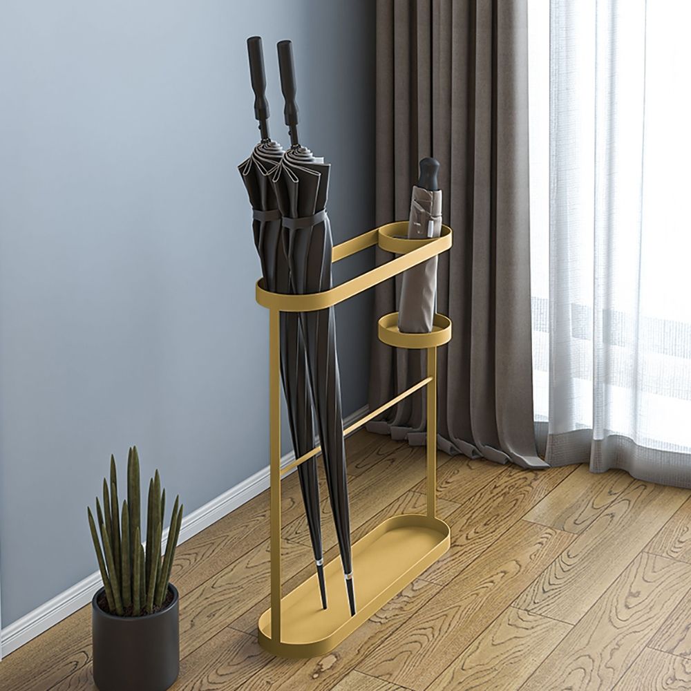 Gold Modern Metal Umbrella Stand with Drip-Pan