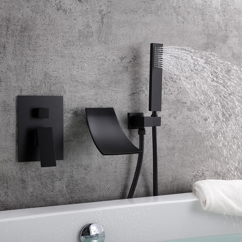 Modern Waterfall Wall-Mount Tub Filler Faucet Single Handle ...