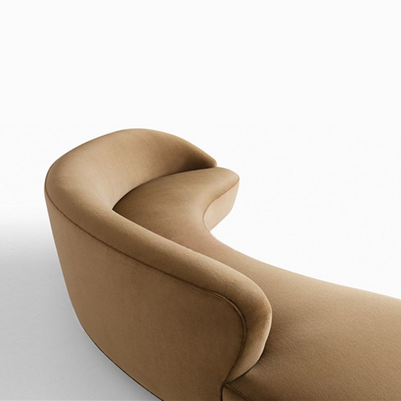 MidCentury Modern Curved Circular Sofa 5Seater Armless Velvet Sofa in