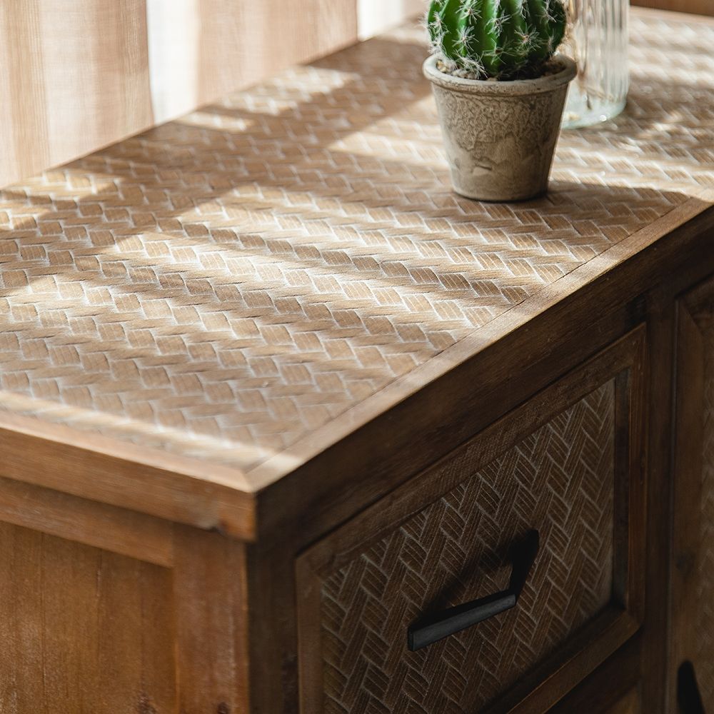 Rustic Storage Walnut Accent with 1 Door & 3 Drawers