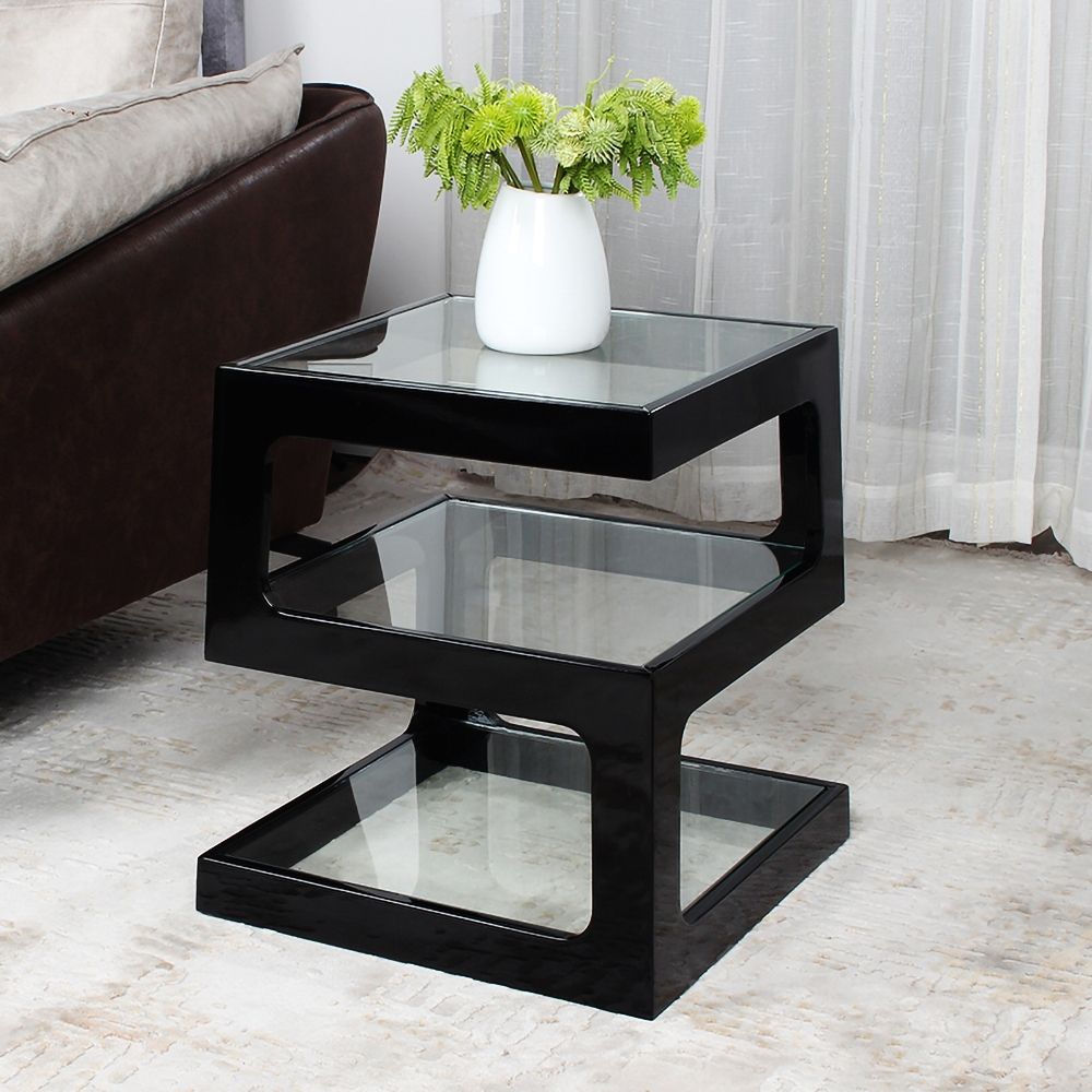 Side Table With Shelf Glass At Janie Davis Blog