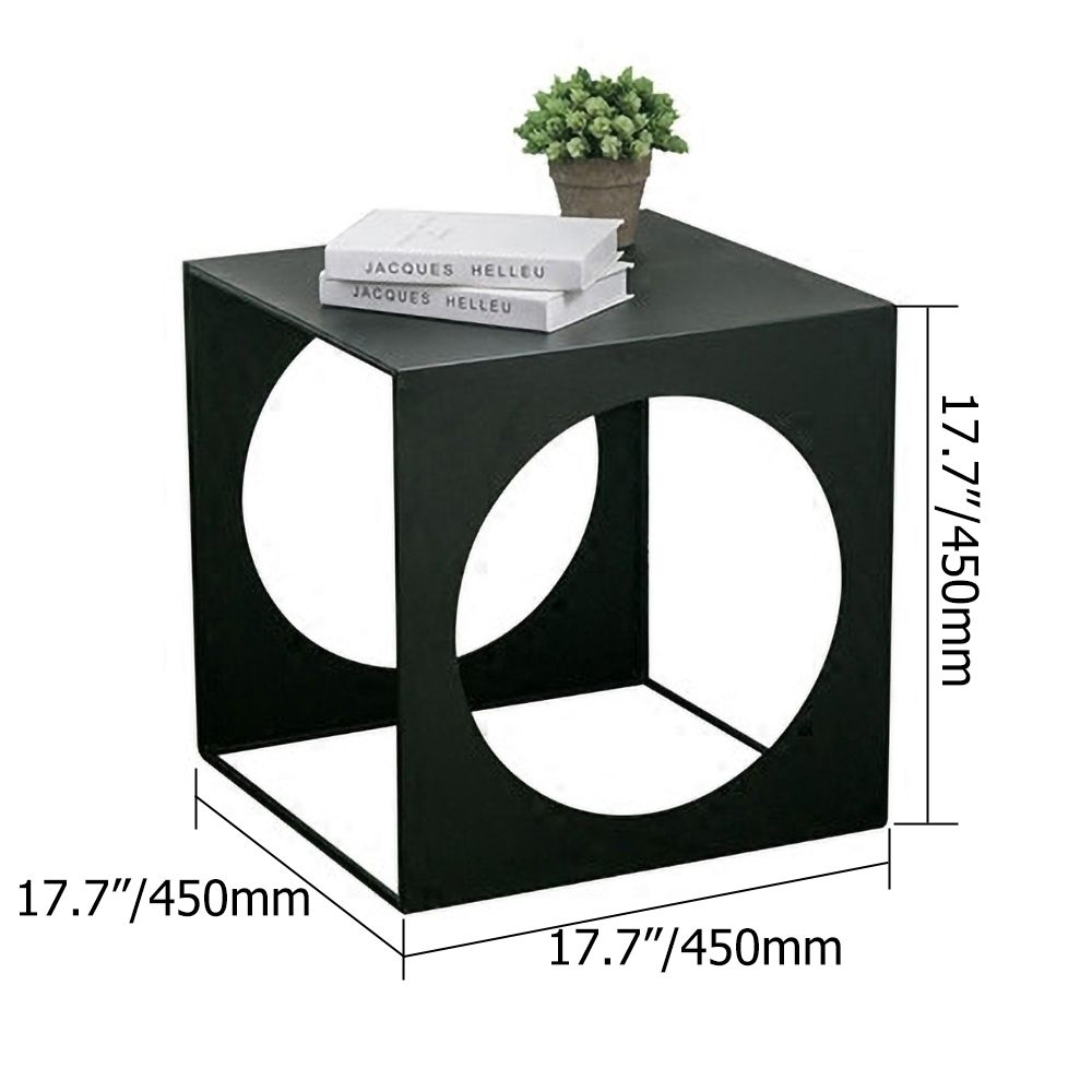 Modern Black Cube Small End Table Metal Side Table