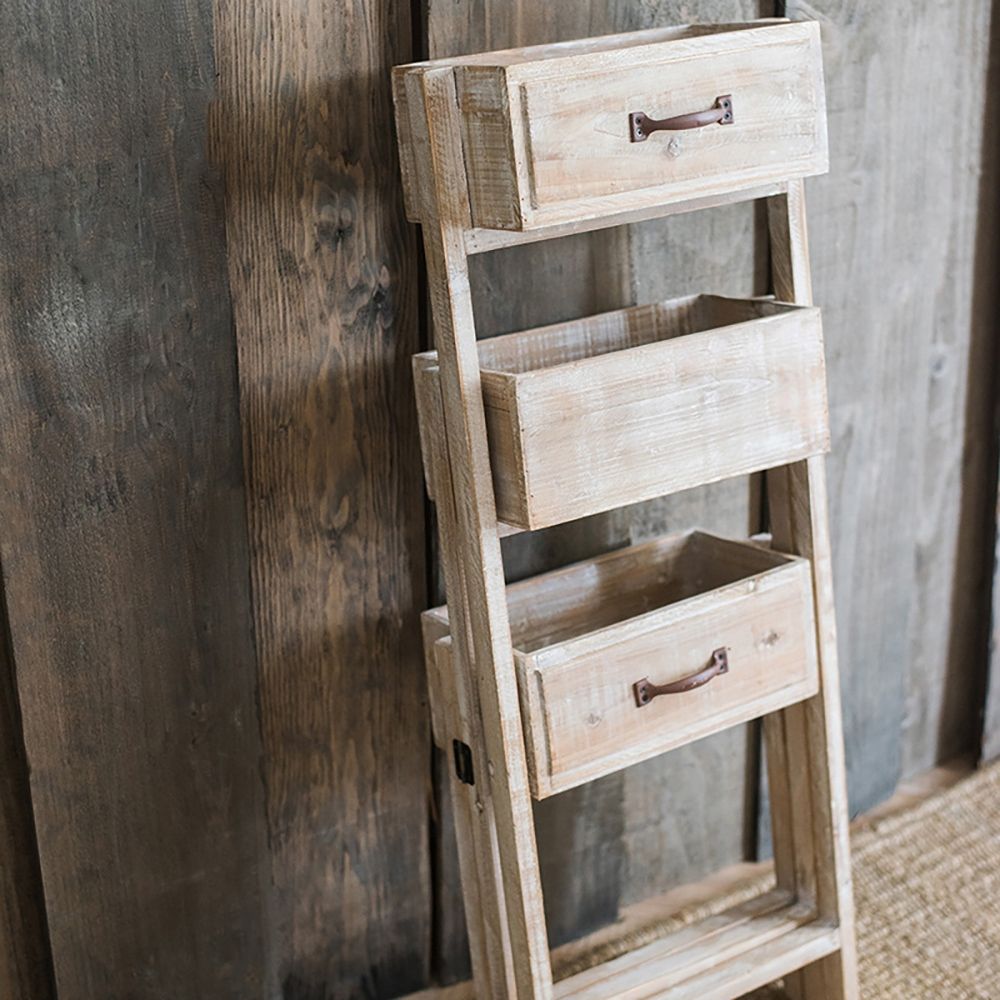 Rustic Solid Wood Ladder Foldable Plant Stand In Distressed   960850faa3134eb49ef9bfca9fedf990 