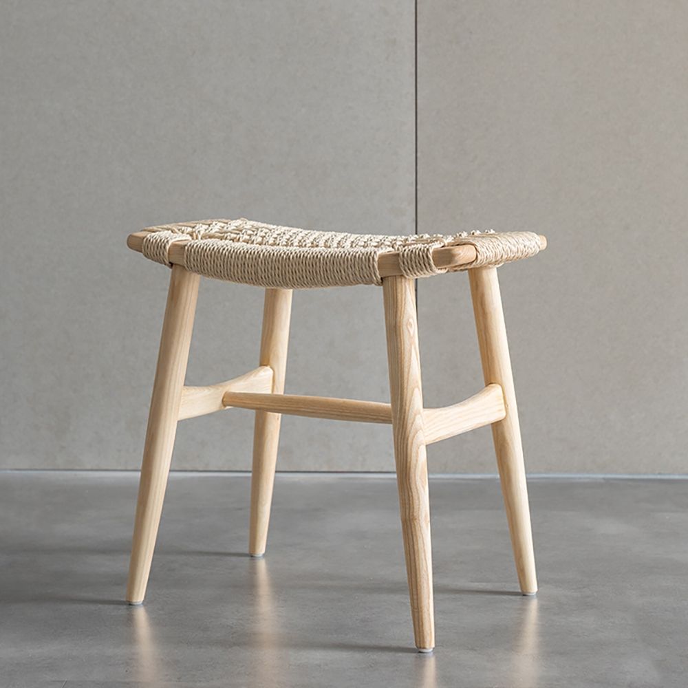 Natural Rattan Ash Wood Stool Ottoman Stool