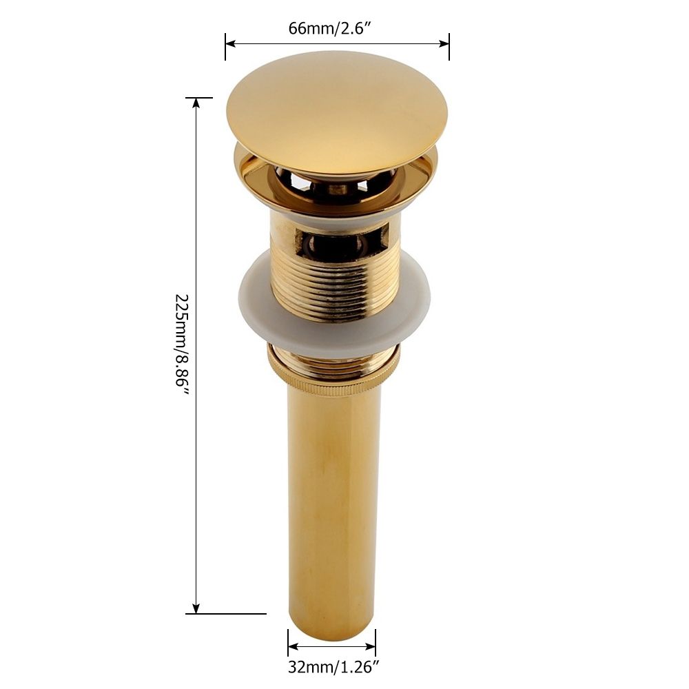 Modern TiPVD Gold Bathroom Sinks Pop Up Drain with Overflow Solid Brass
