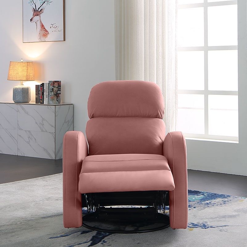 Swivel Modern Gliding Pink Recliner Chair in LeathAire